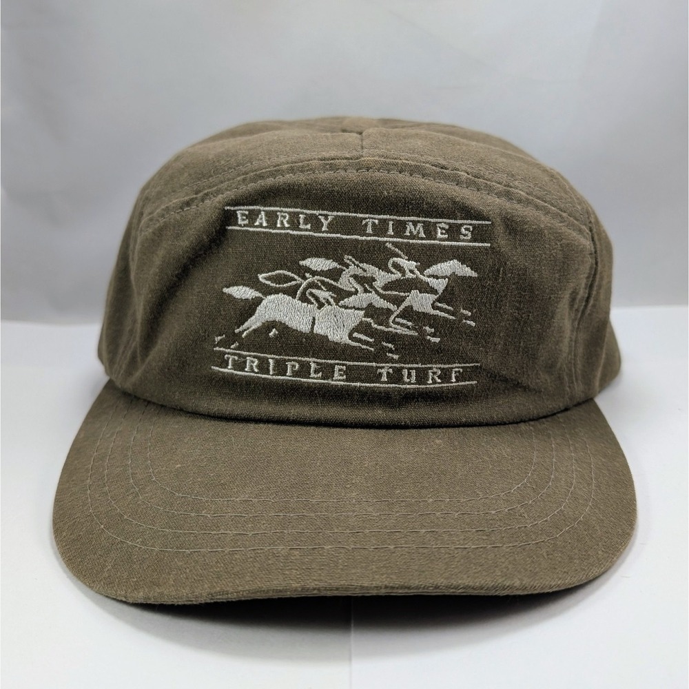 Vintage Early Times Triple Turf Whiskey Horse Racing Strapback 5 Panel Hat Cap